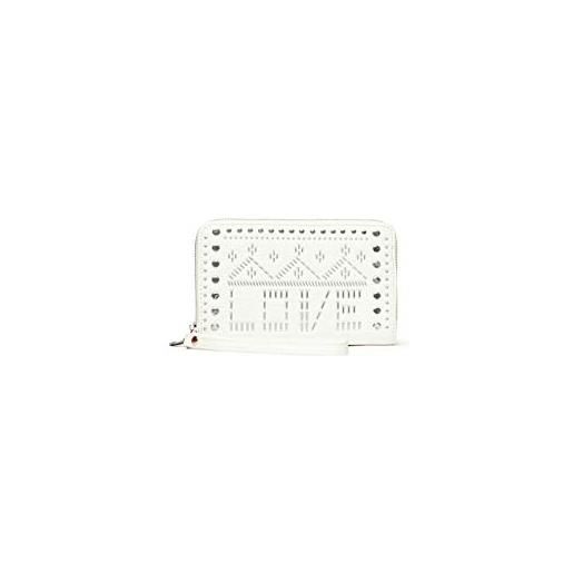 Desigual - portafoglio da donna con cerniera mone azabache, bianco (bianco), 2x9x15 cm (b x h x t)