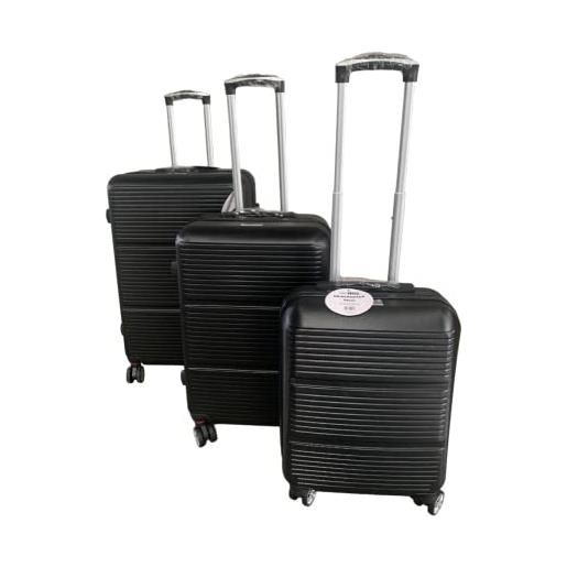 ito electronics set di 3 valigie con serratura a combinazione a 4 ruote, colore nero, nero, kofferset 3-teilig, set di valigie