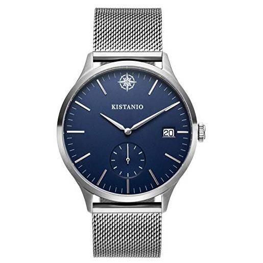 Kistanio kis-str-40-127 - orologio da uomo stratolis in vetro zaffiro e rete blu con cinturino milanese