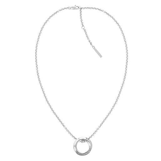 Calvin Klein collana da donna collezione twisted ring in acciaio inossidabile, argento