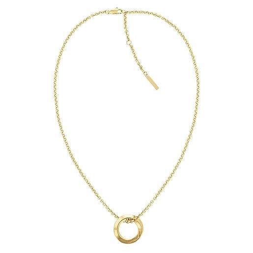 Calvin Klein collana da donna collezione twisted ring in acciaio inossidabile, giallo oro