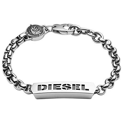 Diesel bracciale da uomo, 18 cm - 19,5 cm bracciale in acciaio inox argento, dx0993040