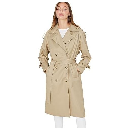 Trendyol long trench coat with beige arched button closure water repellent impermeabile, 34 da donna