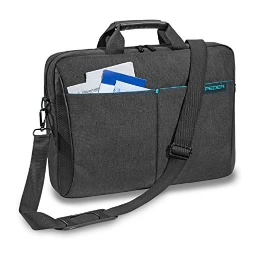 PEDEA borsa per pc portatile lifestyle borsa per notebook fino a 17,3 pollici (43,9 cm) borsa con tracolla, nero