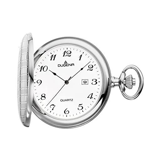 Dugena orologio da tasca da uomo 4460636-1, savonette, quarzo, quadrante bianco, cassa in acciaio