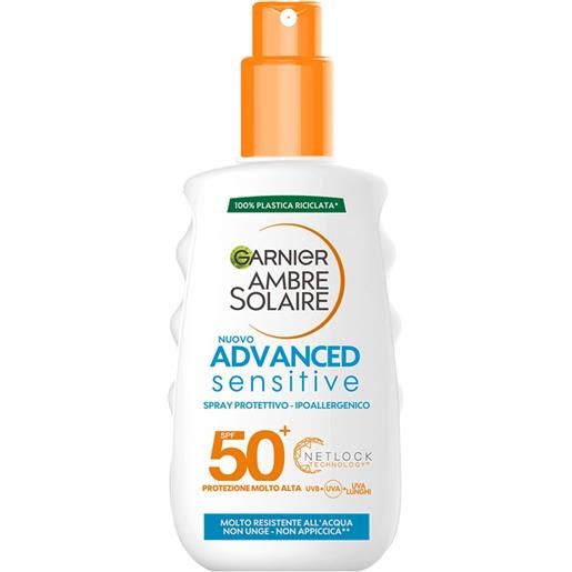 Garnier Sole garnier ambre solaire - advanced sensitive adulti spray protettivo spf50+, 200ml