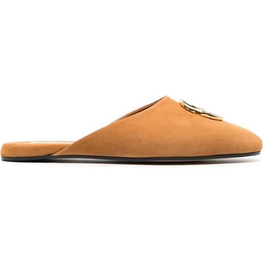 Bally slippers gylon con placca logo - marrone