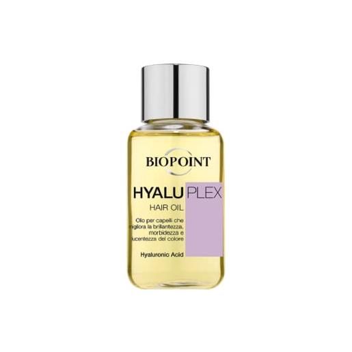 Biopoint hyaluplex - hair oil, olio capelli ristrutturante con cheratina e acido ialuronico, azione illuminante e anti-crespo, ravviva il colore, dona morbidezza senza appesantire, 50 ml