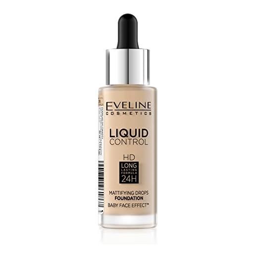 Eveline Cosmetics fondotinta viso liquid control hd matte, 32 ml, 015 light vanilla