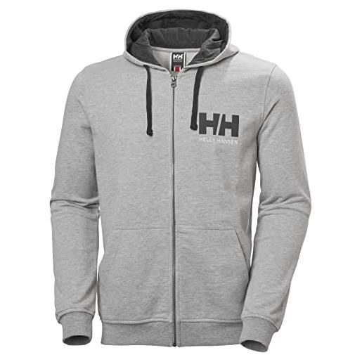 Helly Hansen uomo felpa con cappuccio zip intera logo hh, m, grigio melange