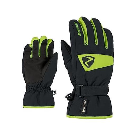 Ziener lago gtx glove junior - guanti da sci per bambini, impermeabili, traspiranti, verde lime, 5