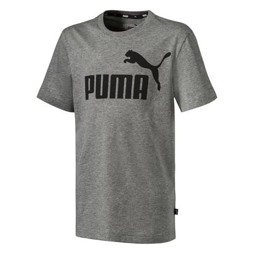 PUMA ess logo tee b, maglietta unisex - bambini, grigio (medium grey heather), 128