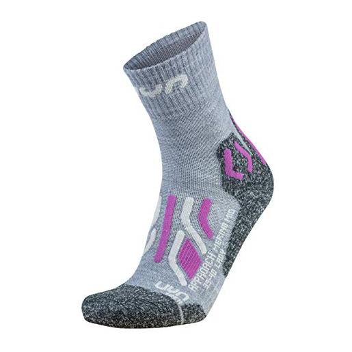 UYN lady approach merino mid socks, calze di media lunghezza da trekking donna, light grey/pink, 35/36