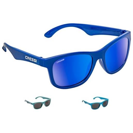 Cressi kiddo sunglasses, iron anti scale cartridge unisex bambini e ragazzi, royal blu/lenti specchiate, 6 anni