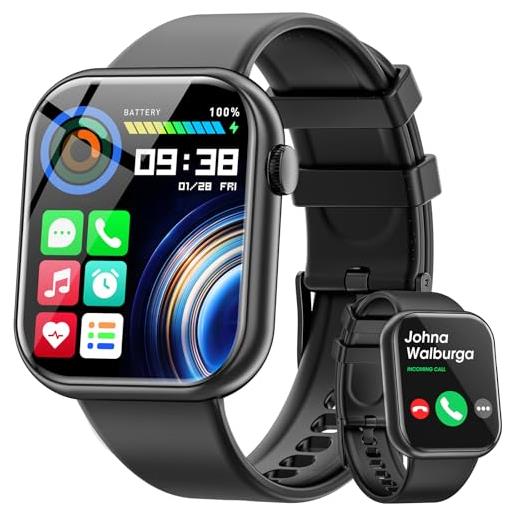 Smartwatch Uomo Donna, 1.91 Orologio Smartwatch con Effettua/Risposta Chiamate, 110+ Sportive Smart Watch, Contapassi, 24H Sonno/ Cardiofrequenzimetro, Impermeabil IP68 Fitness Tracker per Android iOS