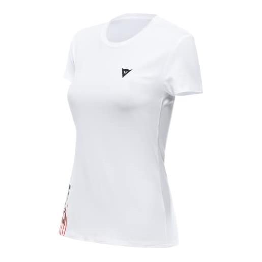 DAINESE t-shirt logo lady, maglietta maniche corte 100% cotone, donna, bianco/nero, l