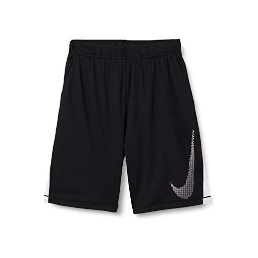 Nike df gfx, pantaloncini unisex-bambini, bianco/nero/bianco, 140