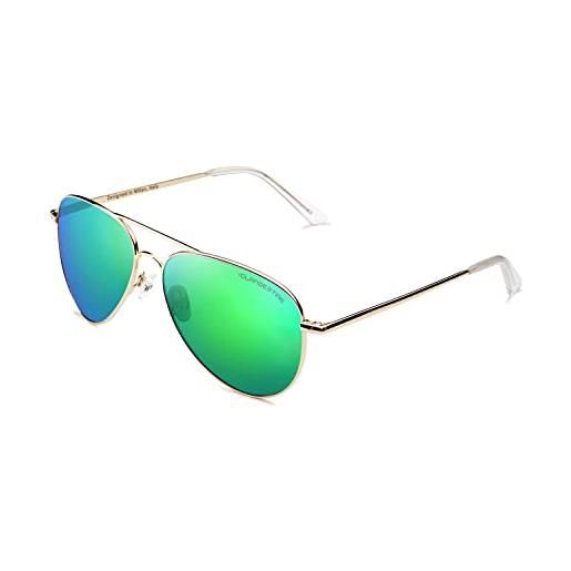CLANDESTINE - occhiali da sole a10 gold green - lenti in nylon a specchio e montatura in acciaio inossidabile - occhiali da sole unisex- smart vision technology - più nitidezza e meno riflessi