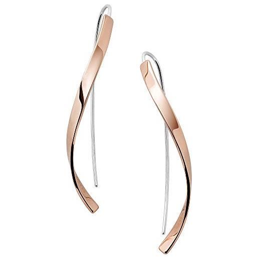 Skagen orecchini da donna kariana, lunghezza goccia: 50 mm larghezza: 3 mm spessore: 1 mm oro rosa in acciaio inossidabile, skj1328791