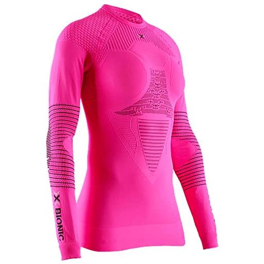 X-Bionic energizer 4.0 round neck long sleeves strato base camicia funzionale, donna, opal black/arctic white, xs