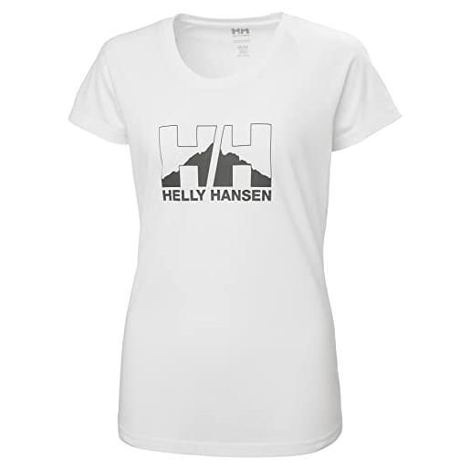 Helly Hansen t-shirt maglietta a maniche corte, motivo: nord graphic drop, 003 bianco, s, donna