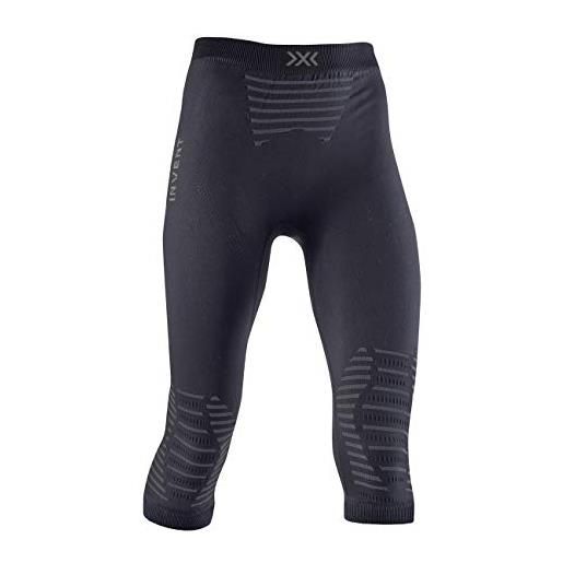 X-Bionic invent 4.0 pants 3/4, pantaloni corsa jogging fitness training baselayer leggings sportivi donna, black/charcoal, s