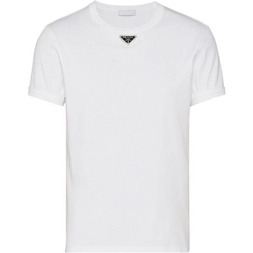 Prada t-shirt con placca logo - bianco