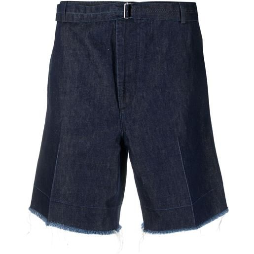 Lanvin shorts denim con frange - blu