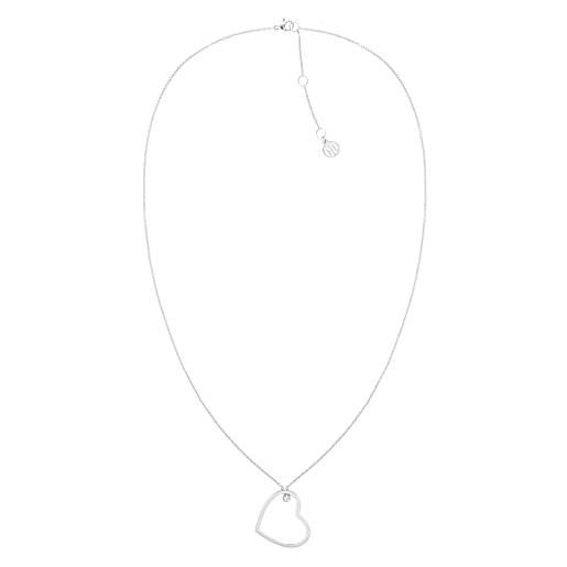 Tommy Hilfiger jewelry collana da donna in acciaio inossidabile con cristalli, argento