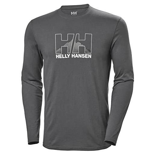 Helly Hansen t-shirt maglietta nord graphic, 606 deep fjord, xl, uomo