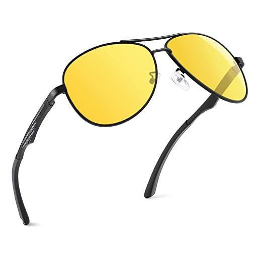 GQUEEN occhiali da sole da uomo polarizzati premium al-mg specchio cardini a molla pilota uv400, mos1