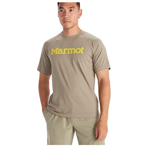 Marmot uomo windridge graphic ss, maglia funzionale traspirante, maglia sportiva a manica corta, maglia fitness ad asciugatura rapida, vetiver, xl