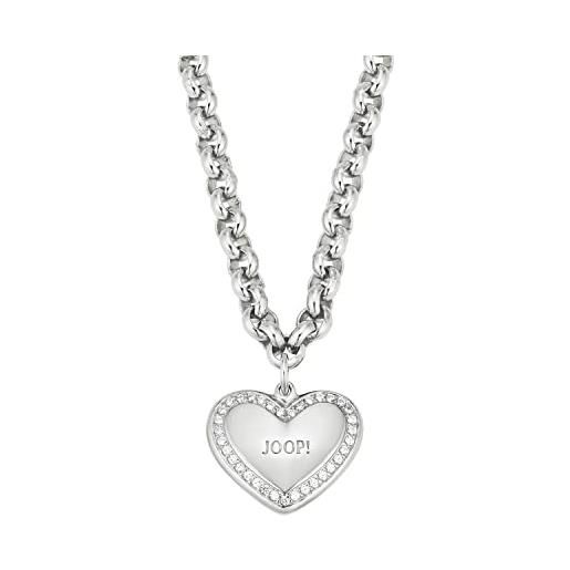 Joop!Collana con ciondolo collana da donna in argento 925, con zirconi sintetici, 42+3 cm, argento, cuore, viene fornita in confezione regalo per gioielli, 2024891