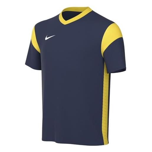 Nike unisex kids short-sleeve soccer jersey y nk df prk drb iii jsy ss, midnight navy/tour yellow/white, cw3833-410, m