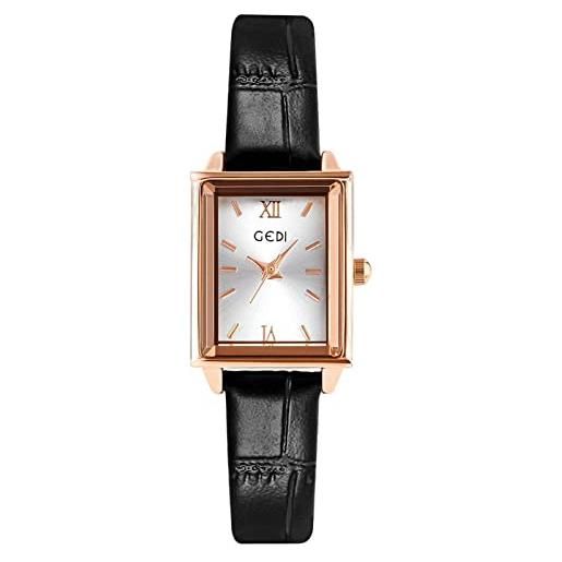 RORIOS moda orologio donna analogico al quarzo con cinturino in pelle ultrasottile impermeabile rectangle orologi da polso