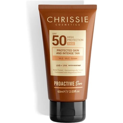 Chrissie Sole chrissie cosmetics proactive sun - crema solare viso spf50 alta protezione, 60ml