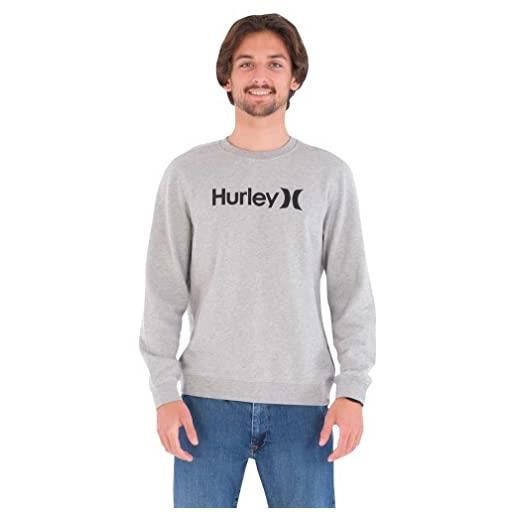 Hurley m oao solid crew fleece maglia di tuta, grigio scuro mélange, l uomo