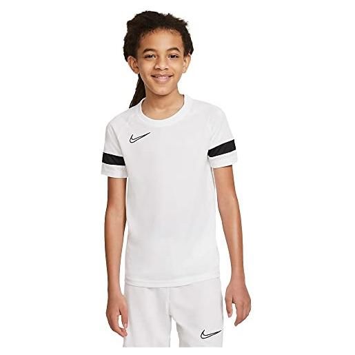 Nike dri-fit academy 21, maglia manica corta bambino, bianco/nero/nero/nero, m