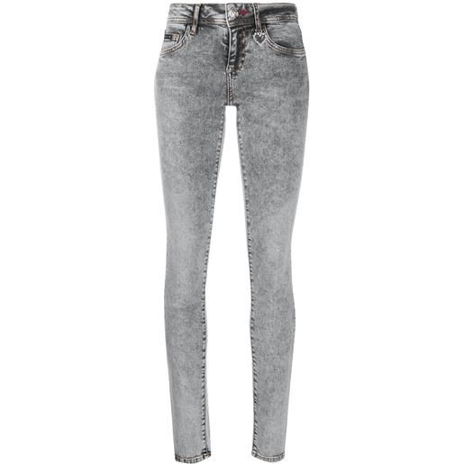 Philipp Plein jeans slim a vita alta - grigio