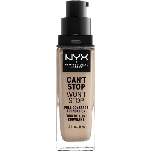 Nyx Professional MakeUp can't stop won't stop full coverage foundation fondotinta liquido, fondotinta crema porecelain
