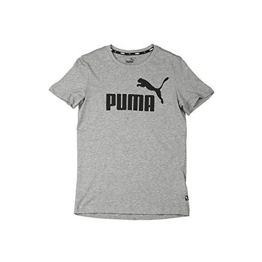 PUMA ess logo tee b, maglietta unisex - bambini, grigio (medium grey heather), 128