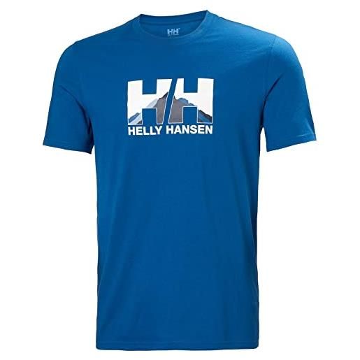 Helly Hansen t-shirt maglietta nord graphic, 606 deep fjord, xl, uomo