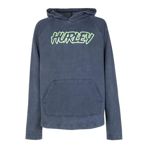 Hurley hrlb tie dye pullover hoodie felpa, nero/blu grafite, 10 anni bambino