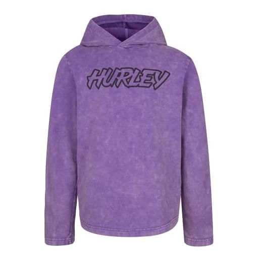 Hurley hrlb tie dye pullover hoodie felpa, nero/blu grafite, 10 anni bambino