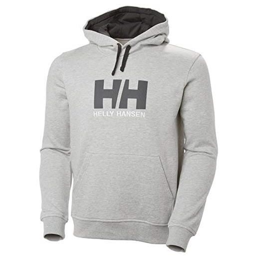 Helly Hansen uomo felpa con cappuccio hh logo, m, grigio melange