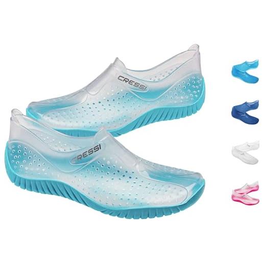 Cressi water shoes, scarpette sportive uso acquatico/mare/spiaggia adulti, ragazzi e bambini, trasparente/azzurro, 37 eu