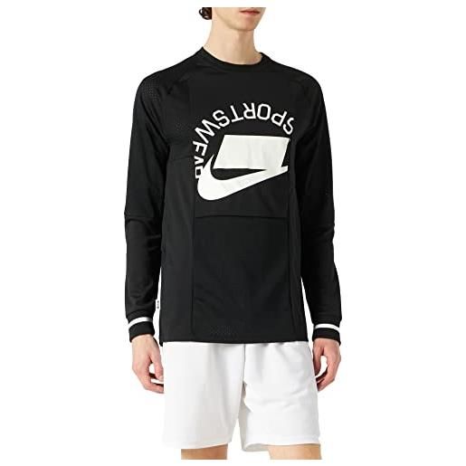 Nike m nsw ls ptch, t-shirt a manica lunga uomo, black/white, xs