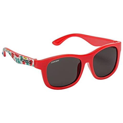 Cressi teddy sunglasses, occhiali da sole unisex bambino, giallo blu fish/lenti specchiate blu, 3-5 anni