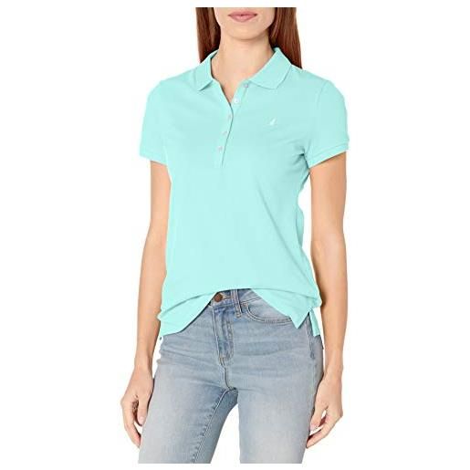 Nautica polo da donna in cotone a maniche corte con 5 bottoni, navy, s