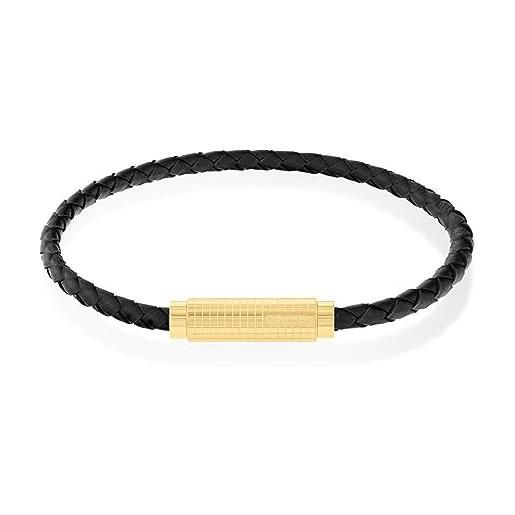 Calvin Klein braccialetto da uomo collezione modern grid in pelle, nero (black)
